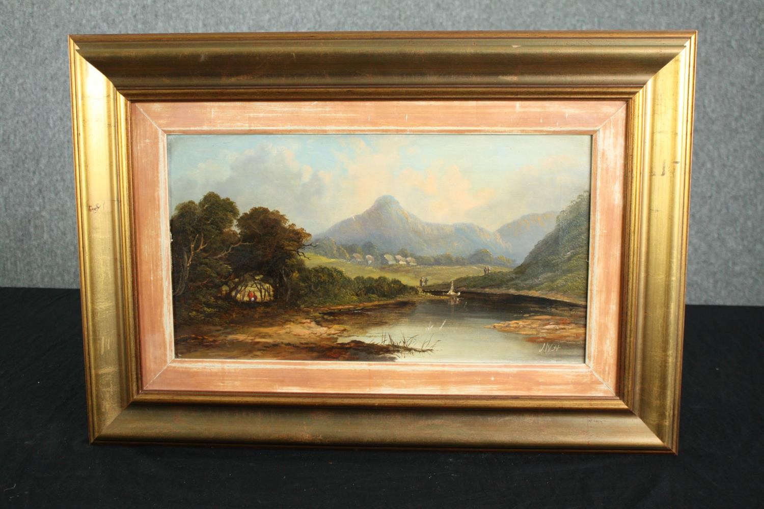 A late nineteenth century landscape painting oil on canvas. An interesting composition, signed - Image 2 of 3