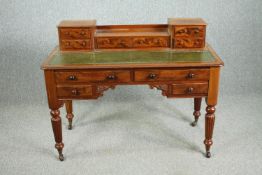 Writing table, William IV mahogany with raised superstructure. H.93 W.120 D.53cm.