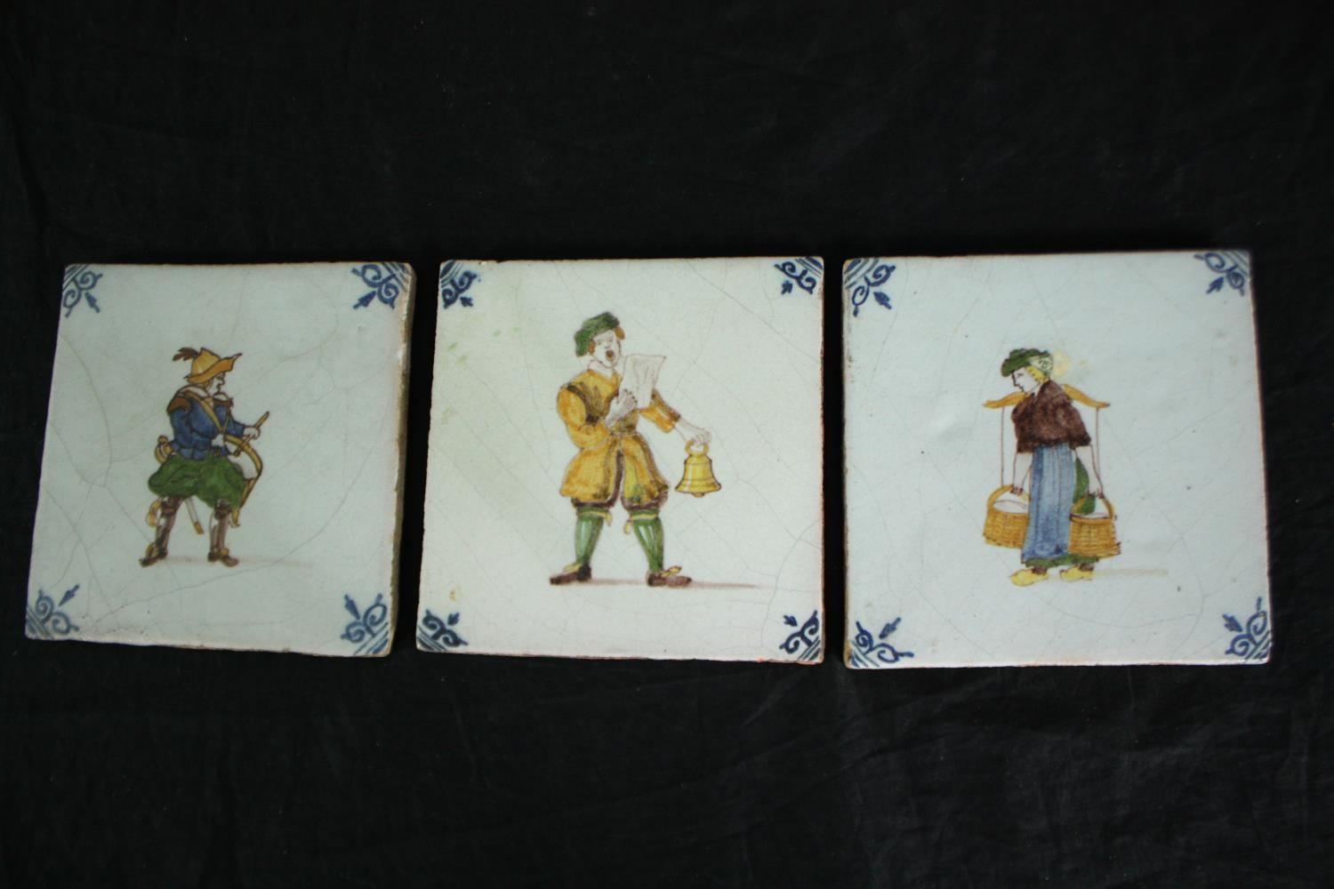 A set of thirteen early nineteenth century Dutch Makkum tiles. Eight hand painted and brightly - Image 4 of 9