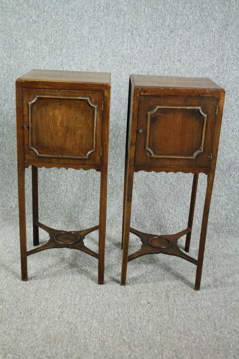 Pot cupboards, a pair, 19th century mahogany. H.80 W.32 D.32cm. (each)
