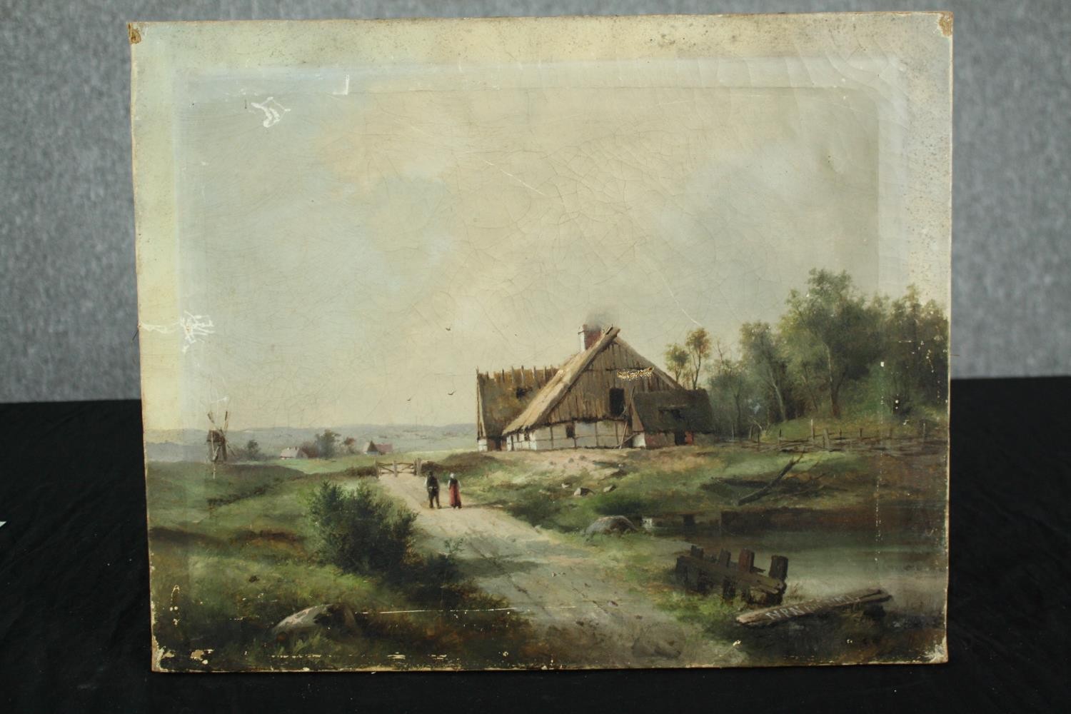 An early twentieth century landscape painting. Oil on canvas. Signed with the initials 'N.P.N'. With - Image 2 of 4
