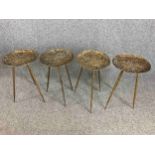 Four Bakerhill side tables. Three legged tables made from iron but finished in a distressed gold