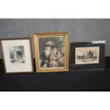 A mixed collection of free framed prints, including Thomas Gainsborough. H.36 W.30cm. (largest)