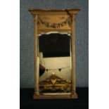 Pier mirror, early 19th century giltwood and gesso decorated swags to the frieze. H.86 W.50cm.