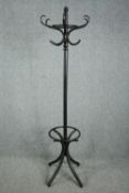 A vintage ebonised bentwood hall stand. H.196cm.