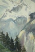 F.E. Butt. A mid twentieth century watercolour of the Dauphiné Alps. Signed lower left. Framed and