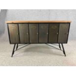 Sideboard, retro locker style. H.81 W.128 D.34cm.