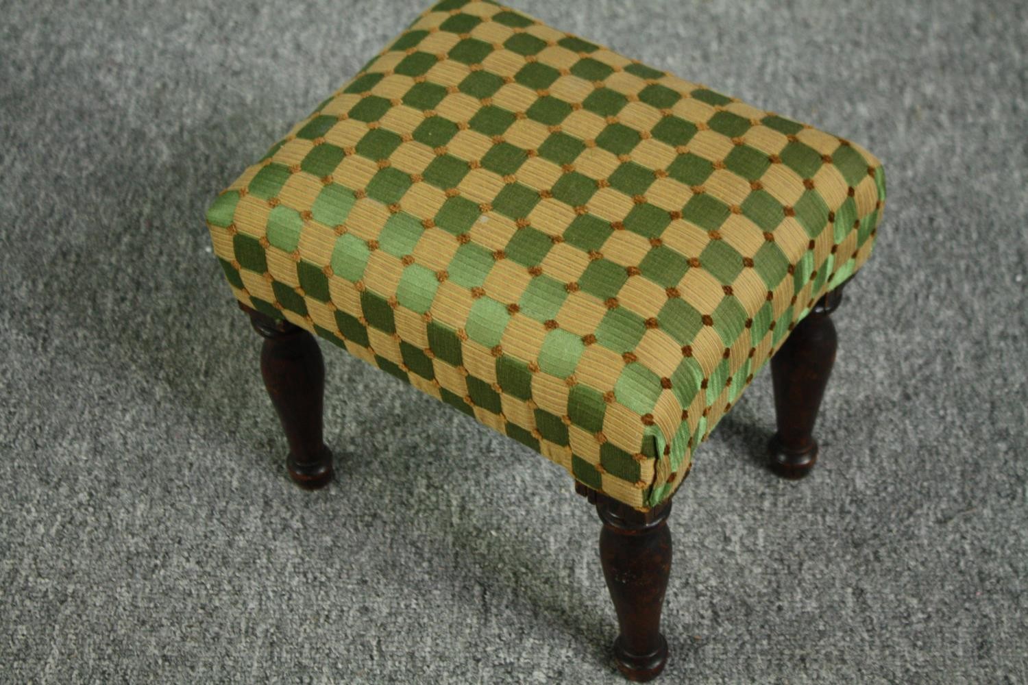 A Regency mahogany armchair along with a 19th century footstool covered in the same material. - Image 6 of 6