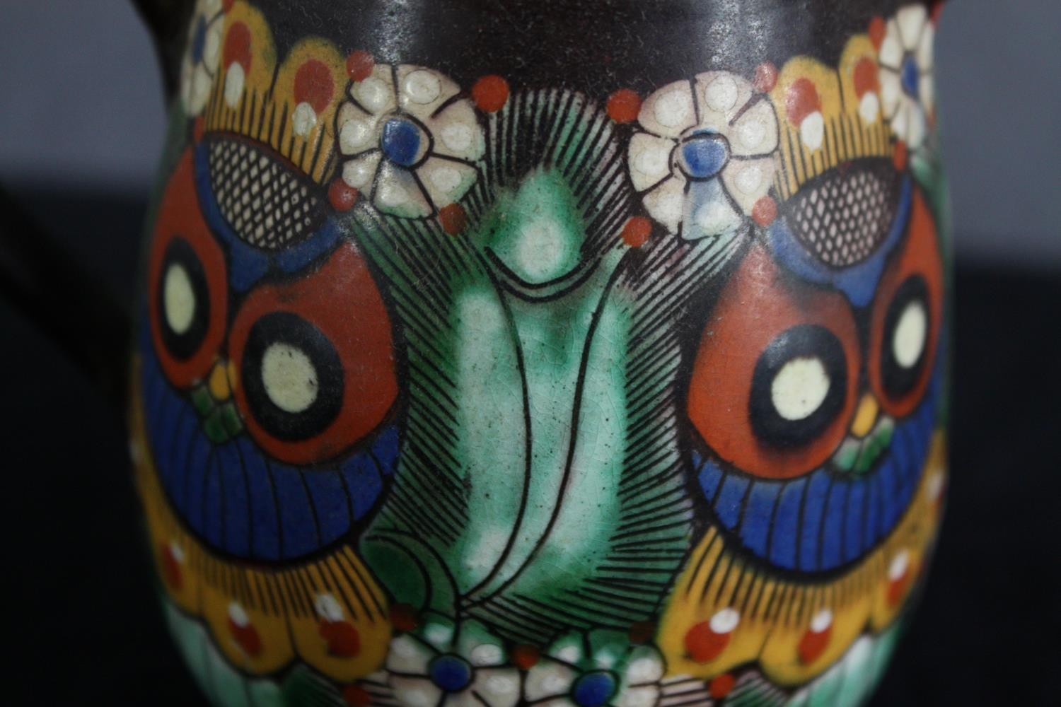 A Thoune owl jug. Swiss pottery. Signed on the base and numbered 30. H.10cm. - Image 2 of 6