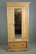 Wardrobe, 19th century pitch pine in two sections. H.225 W.86 D.48cm.