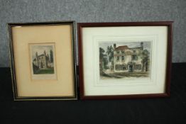 Two hand coloured nineteenth century engravings. St John's Abbey, Colchester and the Spaniards