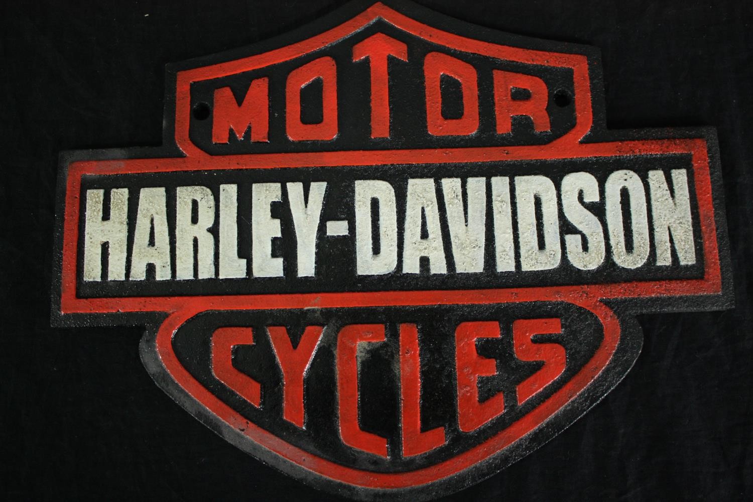 A collection of four MG and Harley Davidson signs. Modern metal reproductions. H.26 W.34cm. ( - Image 4 of 6