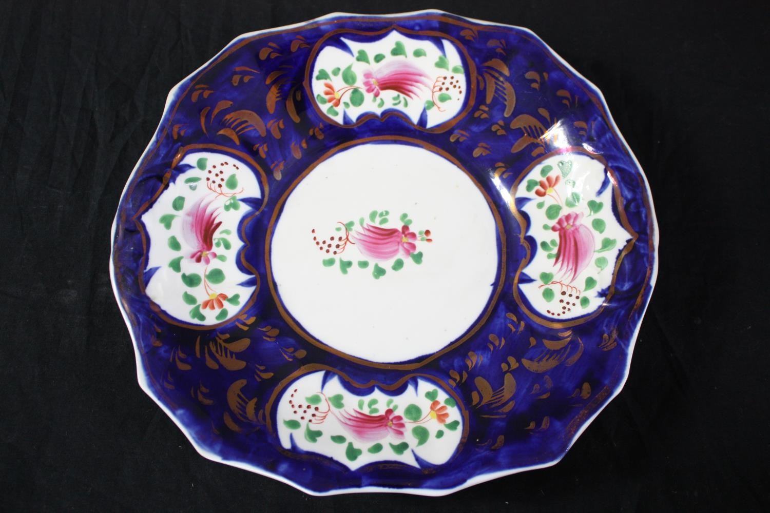 A 19th century hand painted Gaudy Welsh decorative tea set. Incomplete. Includes teacups and - Image 6 of 8