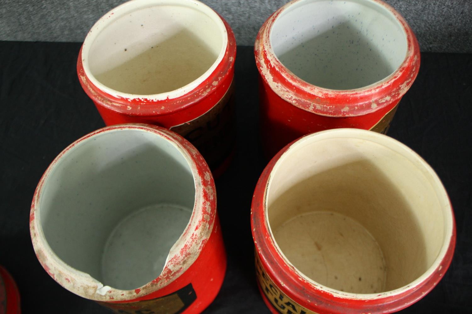 Early to mid twentieth century. Four pipe tobacco jars for shop use. Shag, Cut Cavendish, Mixture - Image 12 of 12