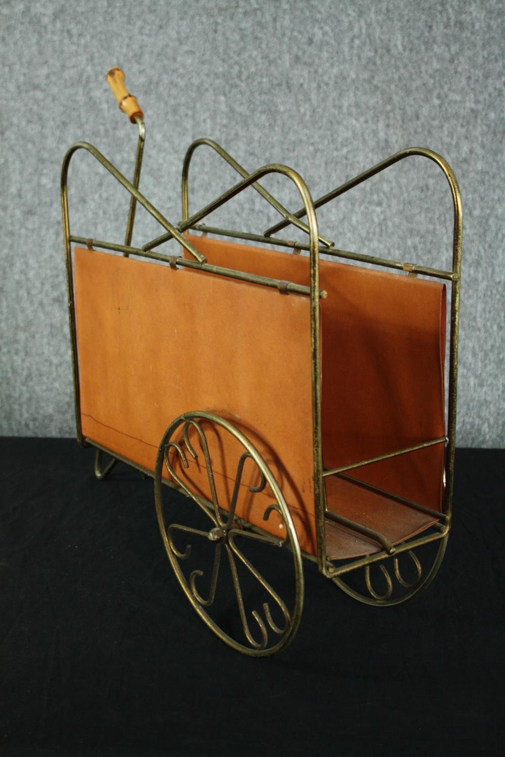 A vintage brass framed magazine rack. H.42 W.50 D.17cm. - Image 3 of 6