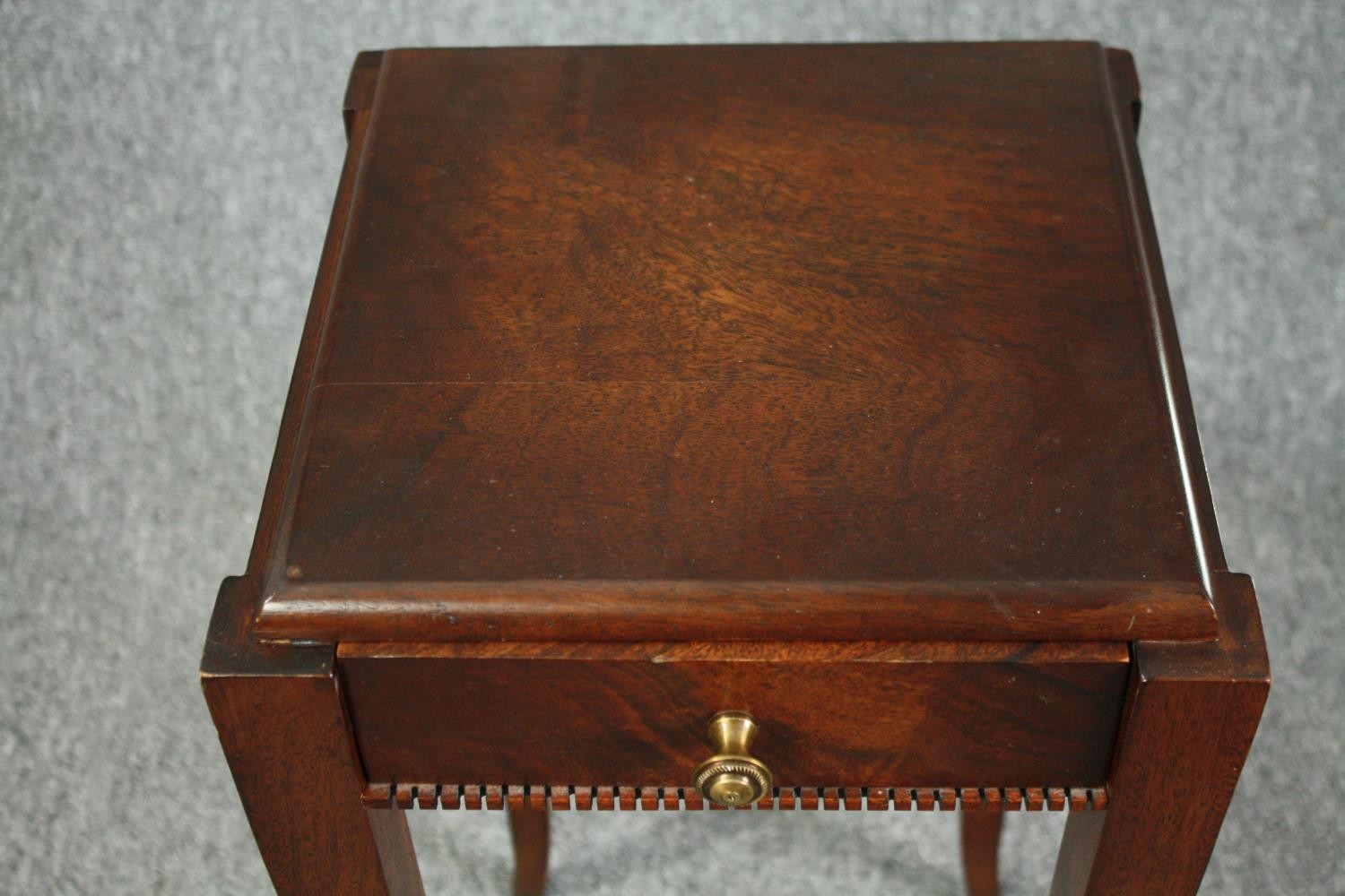 Urn stand or lamp table, early 20th century French oak on slender cabriole supports. H.64 W.33 D. - Image 4 of 5