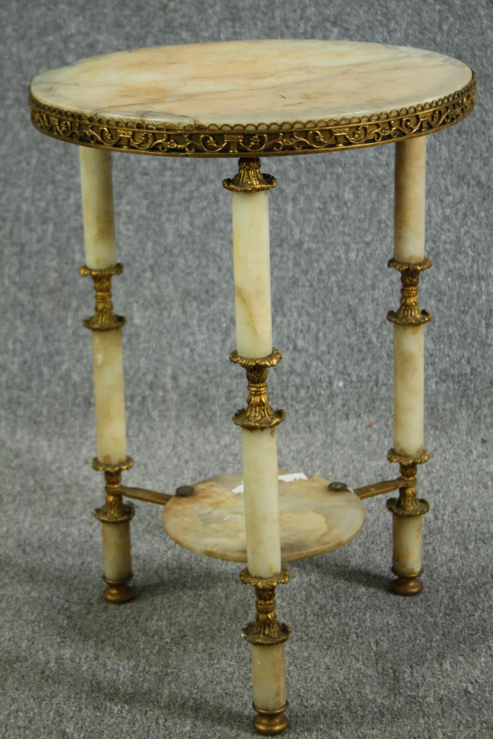 Occasional or lamp table, 70s vintage onyx and brass. H.59 Dia.42cm. - Image 6 of 9