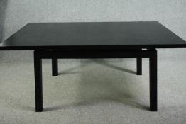 Dining table, contemporary lacquered and ebonised ash. H.79 W.195 D.133cm.