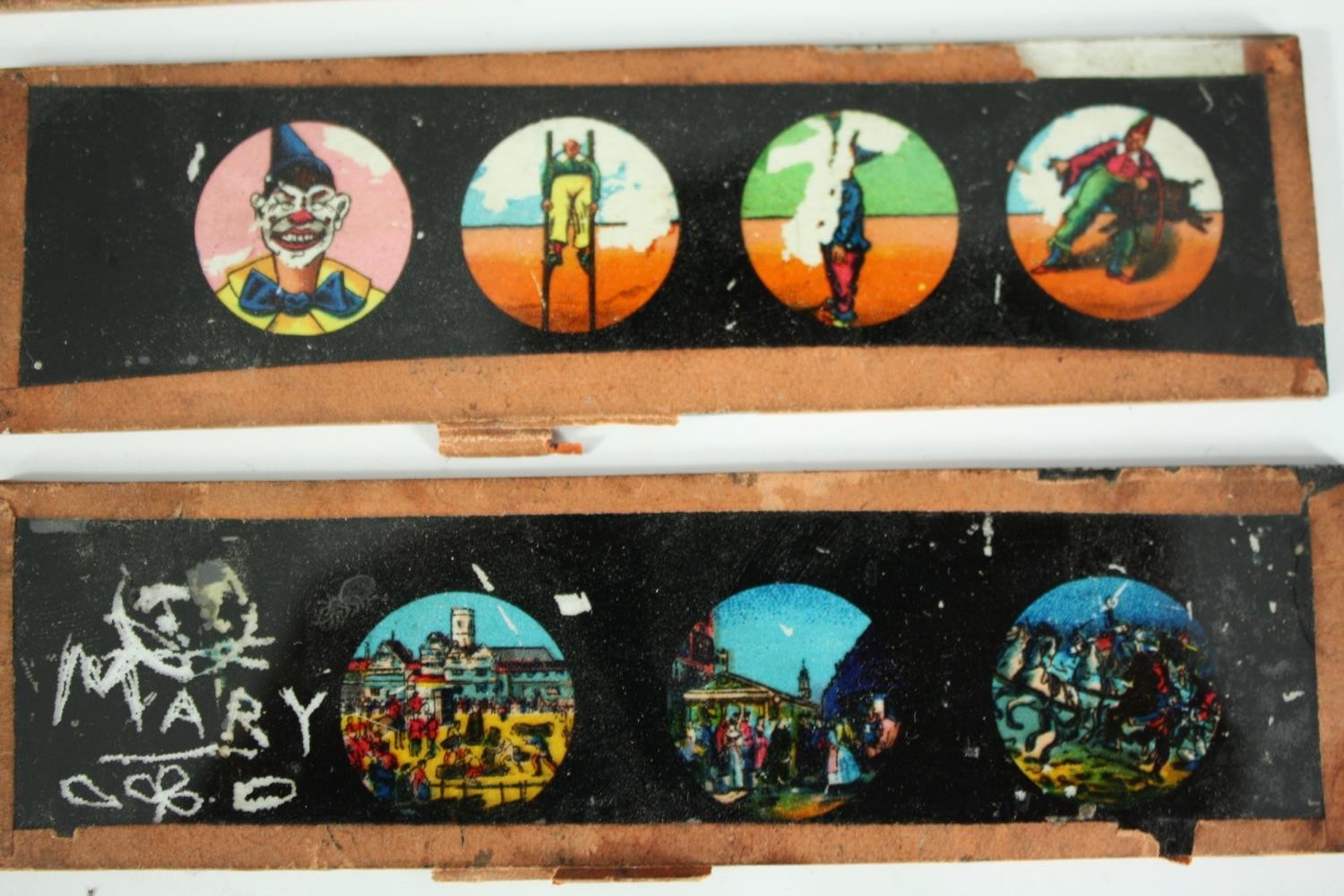 An assortment of Victorian Magic Lantern slides and portrait photographs. The slides include comical - Image 3 of 8