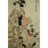 A nineteenth century Japanese woodcut. Unknown artist but maybe Utagawa Kunisada (1786-1864)?