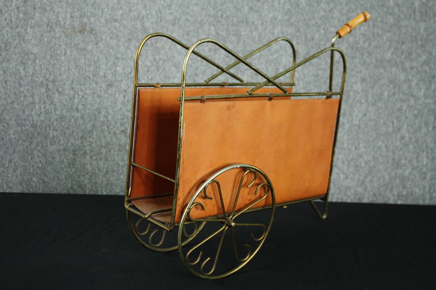 A vintage brass framed magazine rack. H.42 W.50 D.17cm. - Image 2 of 6