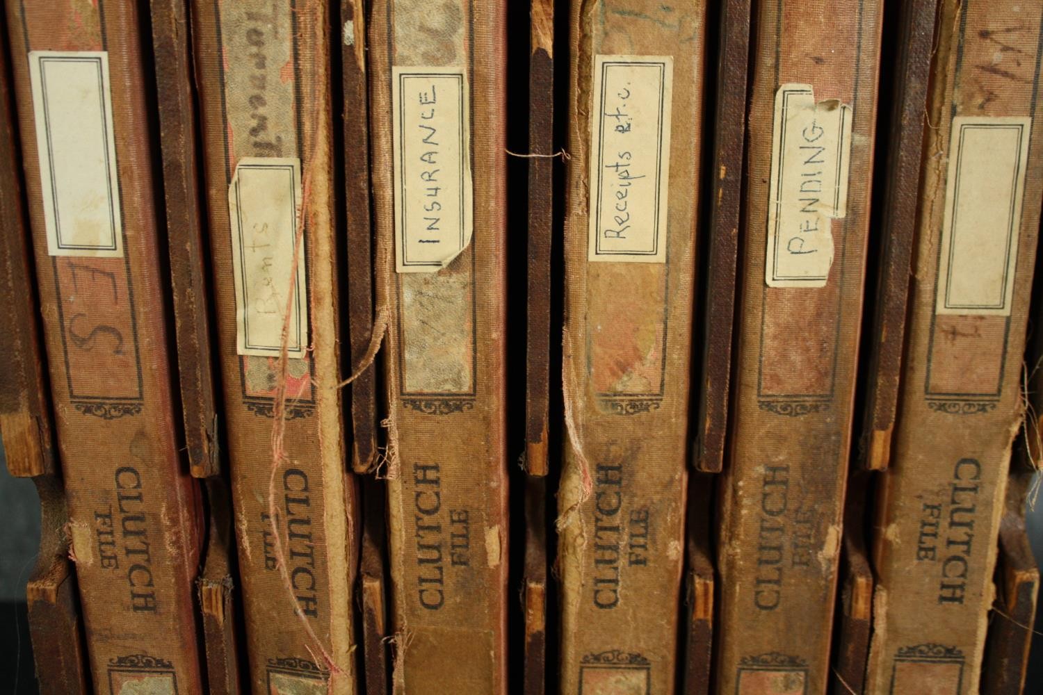 A Victorian wooden cased set of six leather bound clutch files. (Empty) H.33 W.28 D.25cm. - Image 3 of 4