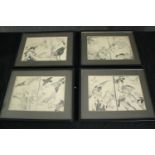 Four lithographs of Japanese woodblock prints. Signed in the plate with the artist's seal. Framed