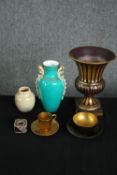 A collection of ceramics and other items, including a Dutch Utrecht St. Lukas pale yellow lustre art