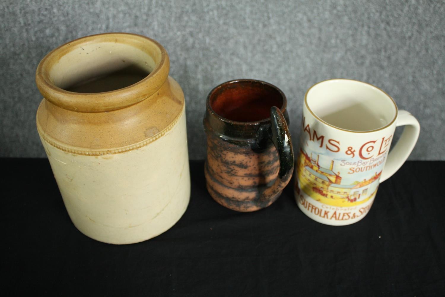 A collection of four 19th century stoneware honey glaze flagons with impressed maker's marks along - Image 4 of 5