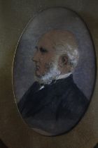 A Victorian watercolour profile portrait. Dated 1883 with the name of sitter or artist written on