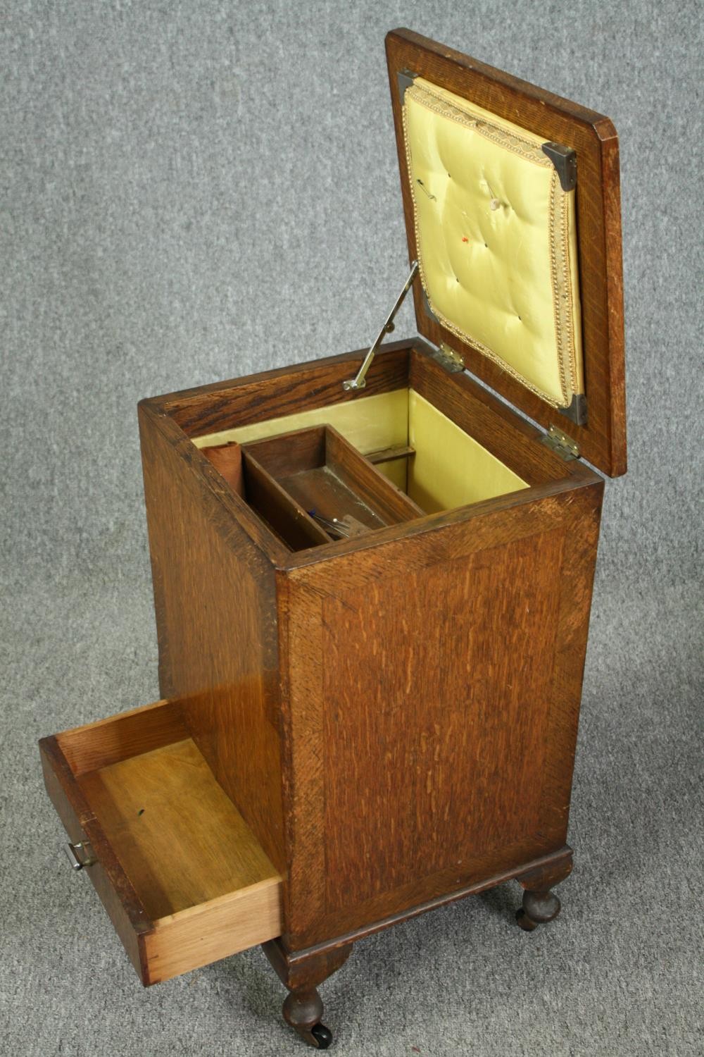 Work box, mid century oak with fitted interior. H.63 W.36 D.34cm. - Image 3 of 5