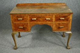 Dressing table, mid century walnut with matching pot cupboard. H.85 W.114 D.53cm. (largest)