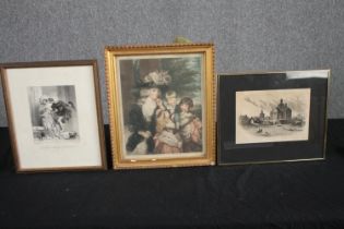 A mixed collection of free framed prints, including Thomas Gainsborough. H.36 W.30cm. (largest)