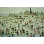 L. S. Lowry. A lithographic reproduction of 'The Seaside'. Published by the Medici Society around