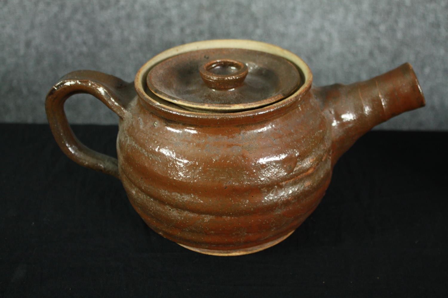 A mixed collection of pottery including a teapot with a flared spout, a jug, and three vases. The - Image 2 of 11