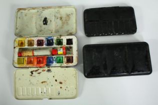 Three early 20th century metal travelling watercolour sets, one Reeves Student colour box No.53. H.