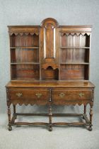 Dresser, early 20th century oak in the Georgian country style, upper plate section above base