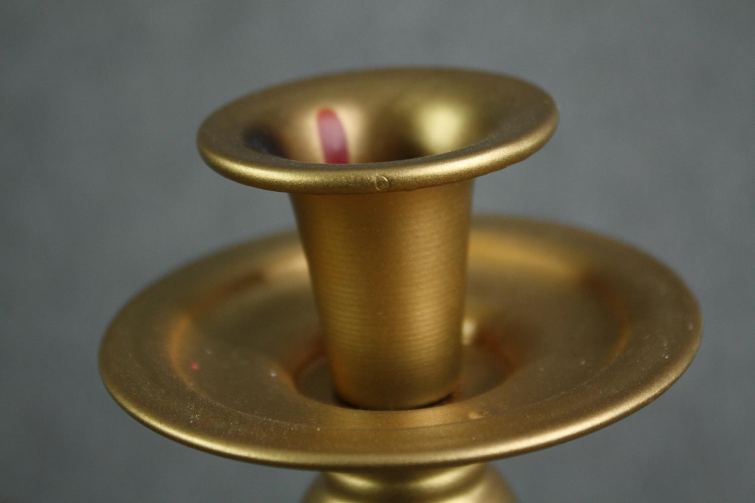 A pair of ornate candle holders, each with four arms for holding candles and a central - Image 6 of 6