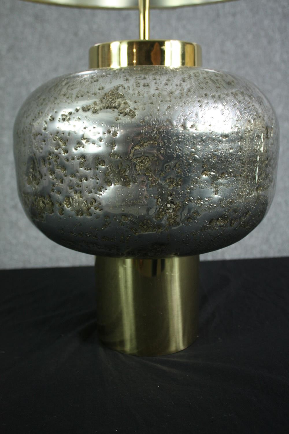 A modern designer table lamp. Brass and steel. With a distressed pitted finished and brass base. The - Image 5 of 5