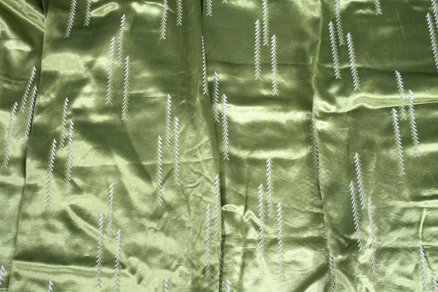 Five green silk velvet lined curtains. L.123 W.47cm. (largest) Proceeds from this lot will be - Image 2 of 6