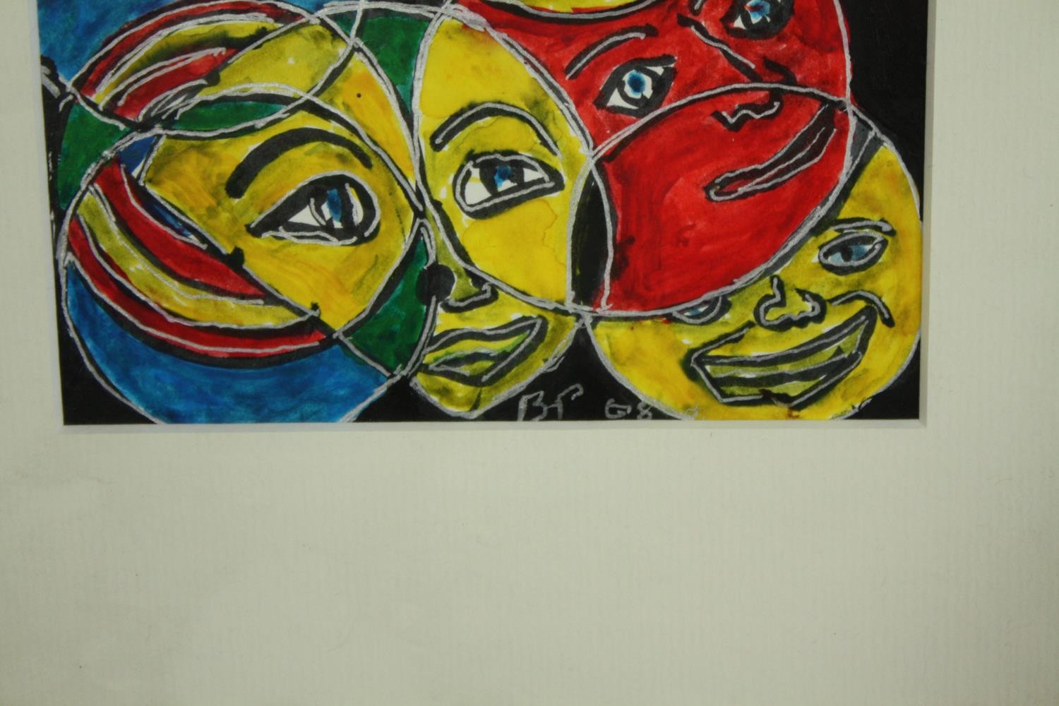Watercolour. A collection of faces. Signed with initials by 'Bruce Purchase' and dated 2008. - Image 3 of 4