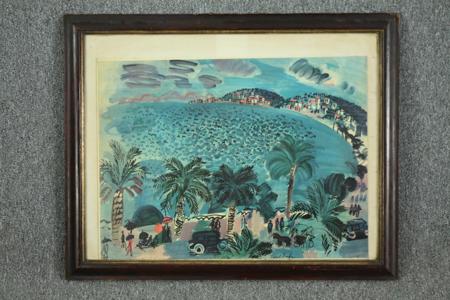 Raoul Duffy. Print. 'A Mediterranean Scene'. In what looks like a much older frame. Lightly faded. - Image 2 of 4