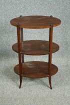 Etagere lamp table, Edwardian mahogany and satinwood inlaid. H.75cm.