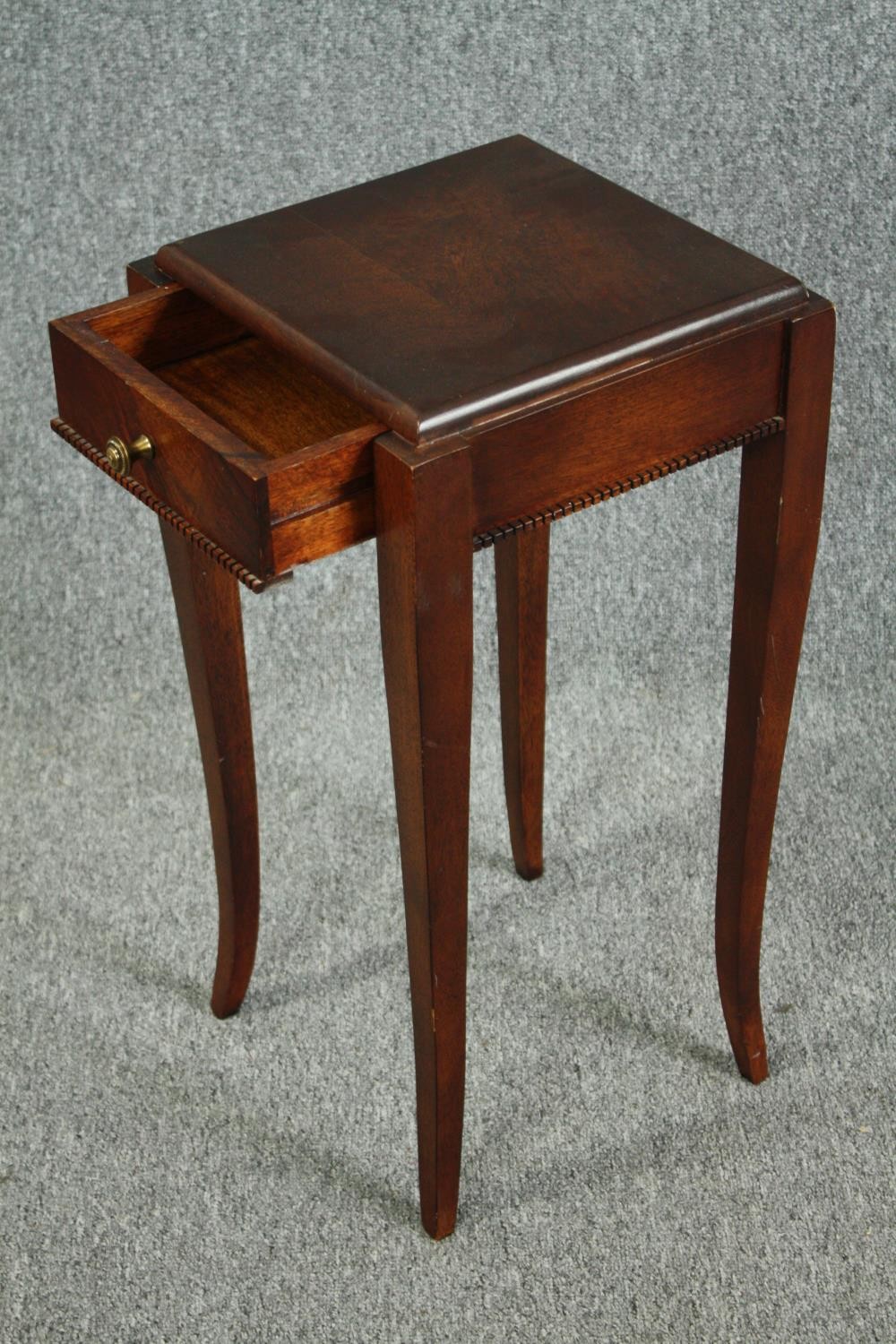 Urn stand or lamp table, early 20th century French oak on slender cabriole supports. H.64 W.33 D. - Image 3 of 5