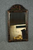 Wall mirror, C.1900 Chinoiserie lacquered. H.69 W.38cm.
