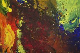 A large abstract expressionist style oil painting on board. Dated 2014 on the reverse and