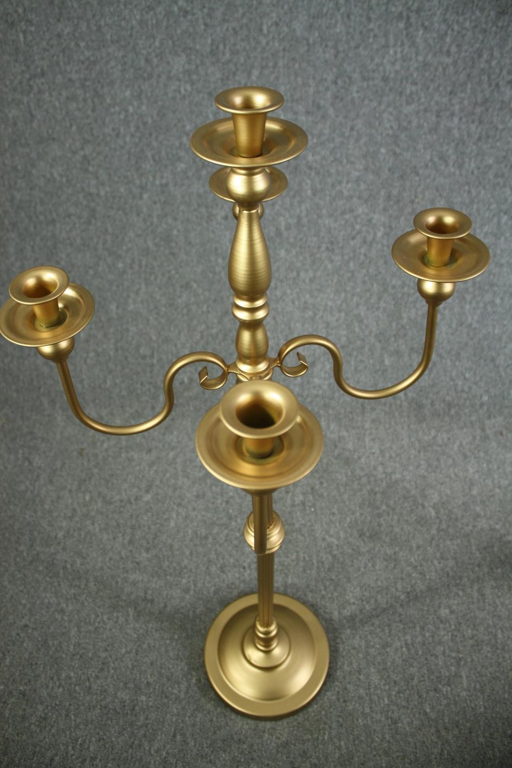 A pair of ornate candle holders, each with four arms for holding candles and a central - Image 5 of 6