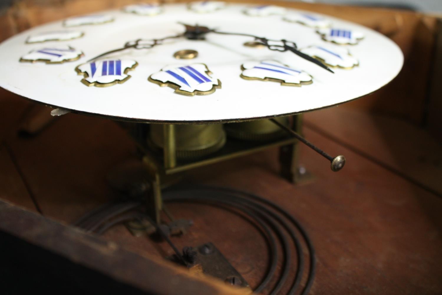 A Napoleon III French ox-eye clock with mother of pearl inlay. Each of white enamel bubbles with a - Image 5 of 7