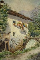 Watercolour. A rural cottage study. Unsigned and undated but probably early to mid twentieth