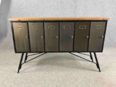 Sideboard, retro locker style. H.81 W.128 D.34cm.